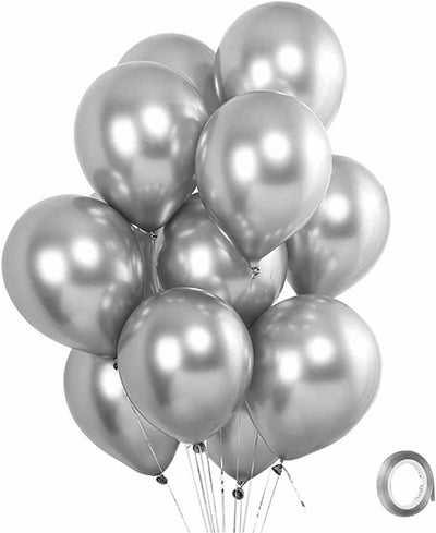 Pack of 10 metallic latex pearl chrome 12'' Helium Balloons
